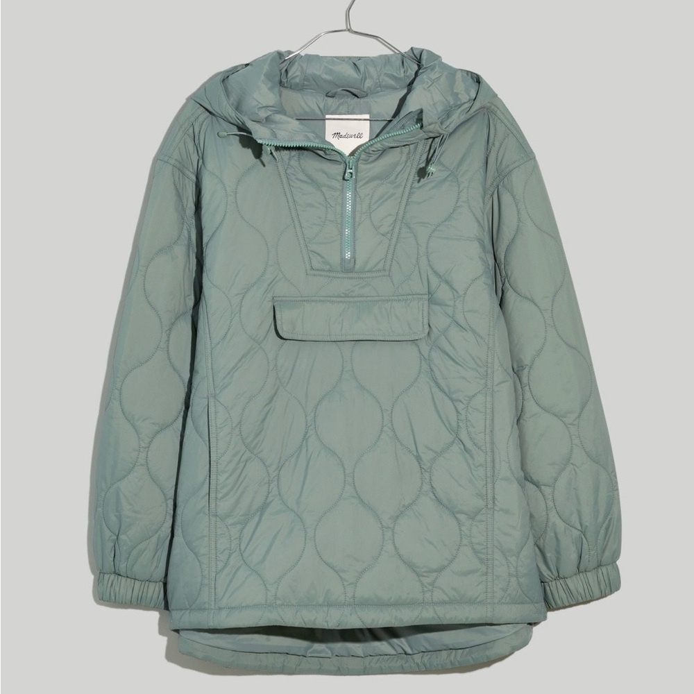 Madewell Women's Quilted Packable Popover Puffer Jacket in Pale Eucalyptus M